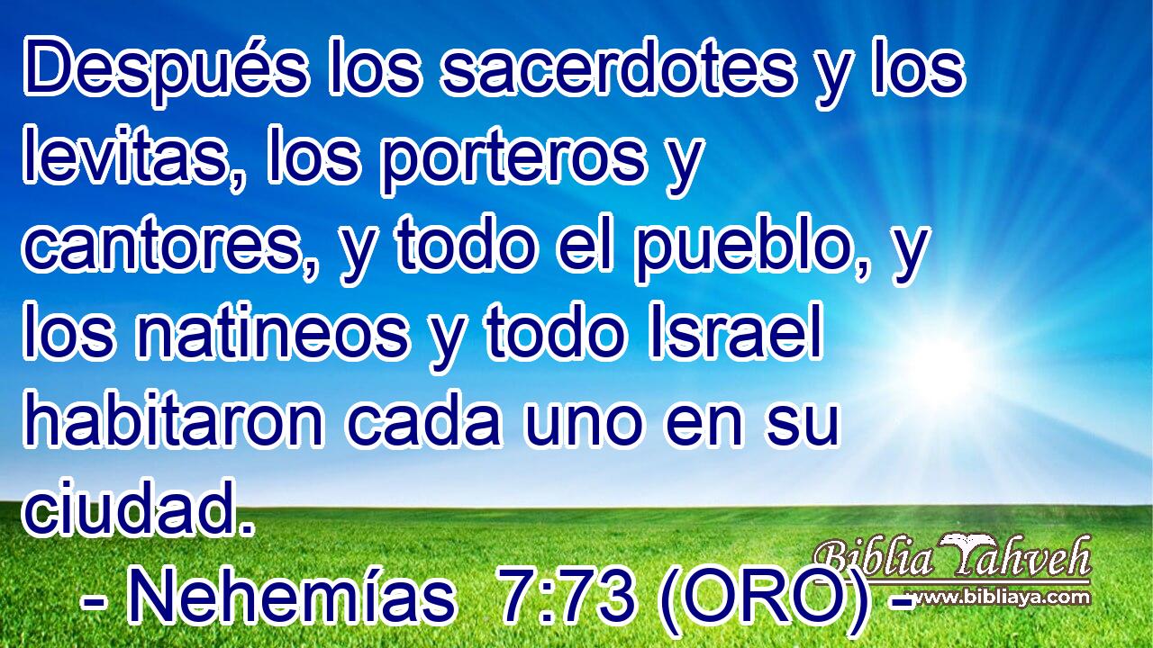  Después los sacerdotes y los levitas, los porteros y cantores, y todo el pueblo, y los natineos y todo Israel habitaron cada uno en su ciudad. 