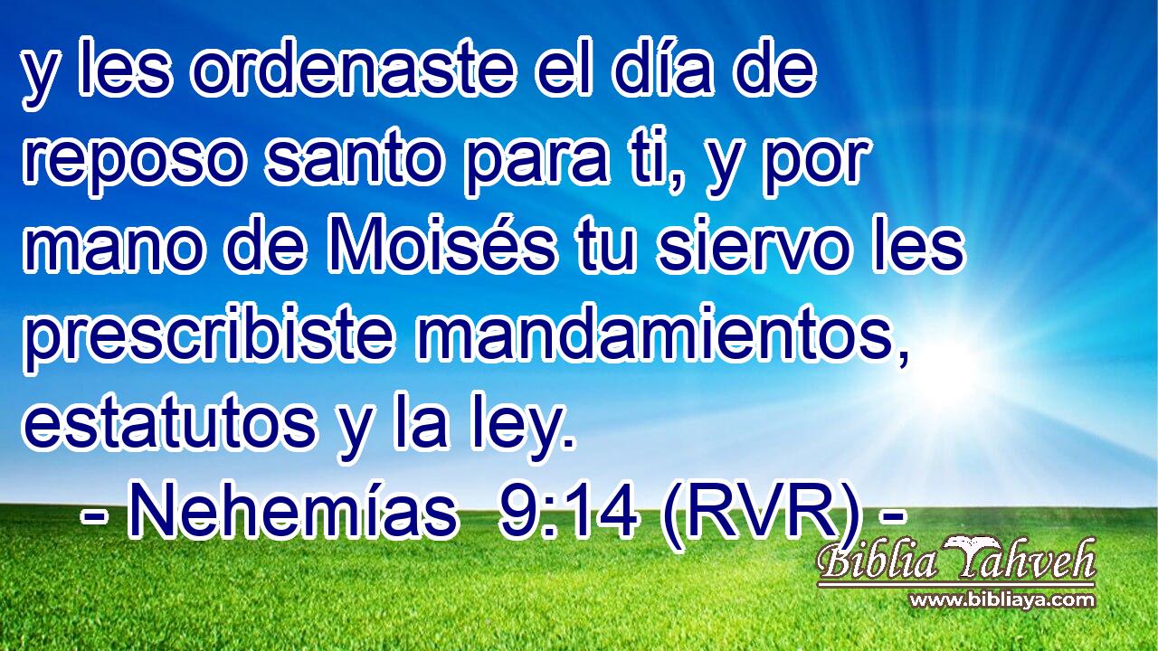 y les ordenaste el día de reposo santo para ti, y por mano de Moisés tu siervo les prescribiste mandamientos, estatutos y la ley.