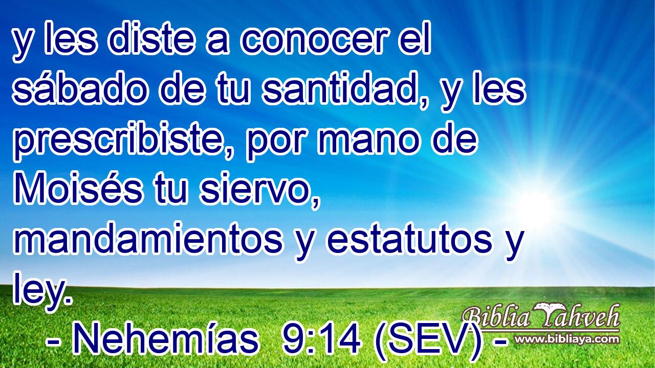 y les diste a conocer el sábado de tu santidad, y les prescribiste, por mano de Moisés tu siervo, mandamientos y estatutos y ley.