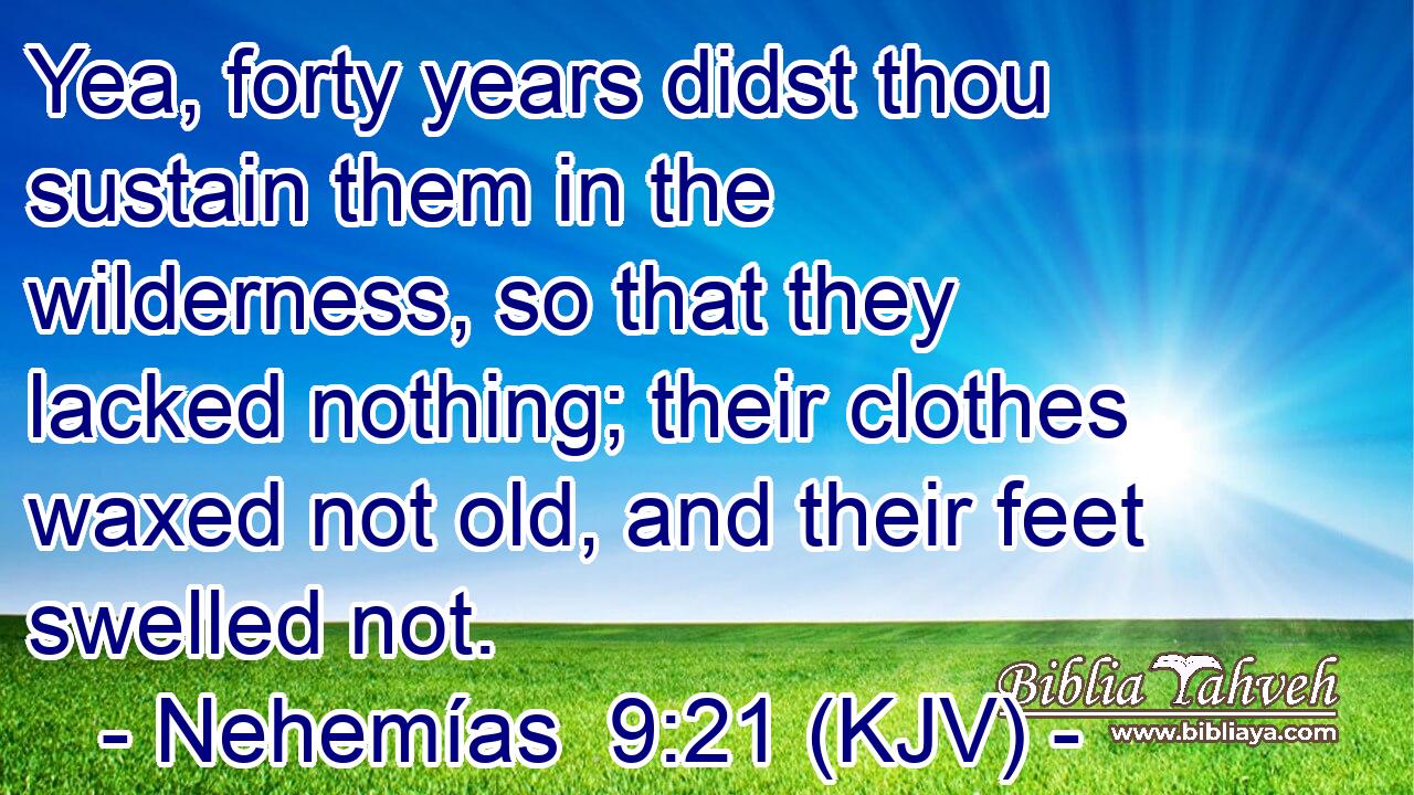 Yea, forty years didst thou sustain them in the wilderness, so that they lacked nothing; their clothes waxed not old, and their feet swelled not.