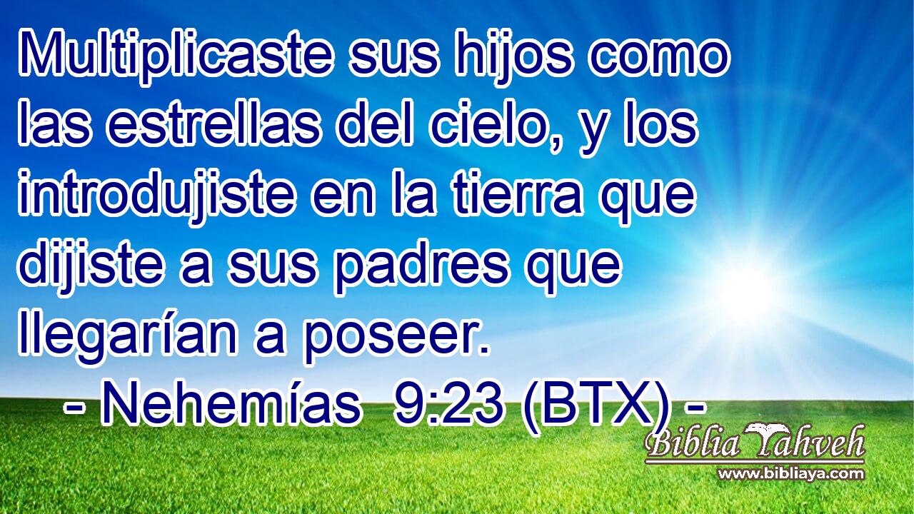 Multiplicaste sus hijos como las estrellas del cielo, y los introdujiste en la tierra que dijiste a sus padres que llegarían a poseer.