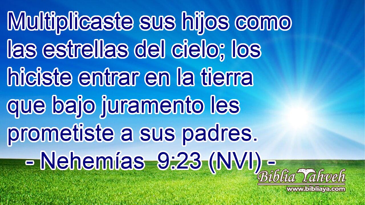  Multiplicaste sus hijos como las estrellas del cielo; los hiciste entrar en la tierra que bajo juramento les prometiste a sus padres. 