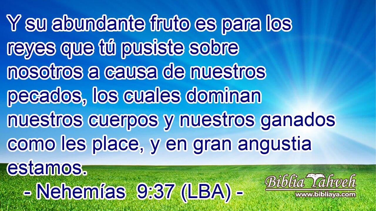 Y su abundante fruto es para los reyes que tú pusiste sobre nosotros a causa de nuestros pecados, los cuales dominan nuestros cuerpos y nuestros ganados como les place, y en gran angustia estamos.
