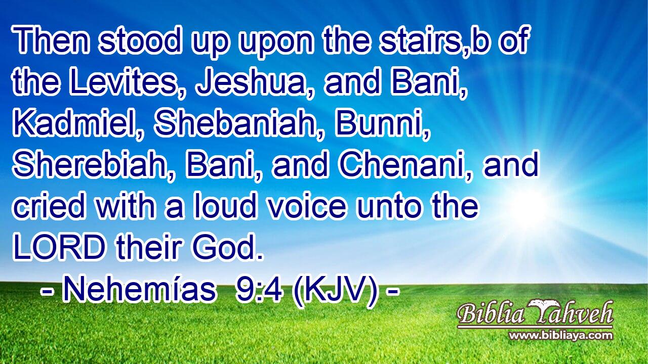 Then stood up upon the stairs,b of the Levites, Jeshua, and Bani, Kadmiel, Shebaniah, Bunni, Sherebiah, Bani, and Chenani, and cried with a loud voice unto the LORD their God.