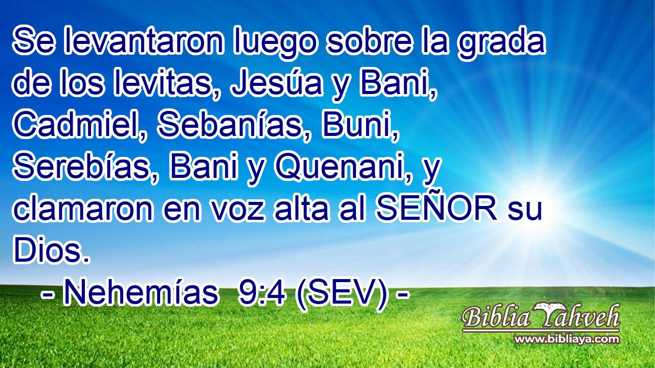 Se levantaron luego sobre la grada de los levitas, Jesúa y Bani, Cadmiel, Sebanías, Buni, Serebías, Bani y Quenani, y clamaron en voz alta al SEÑOR su Dios.
