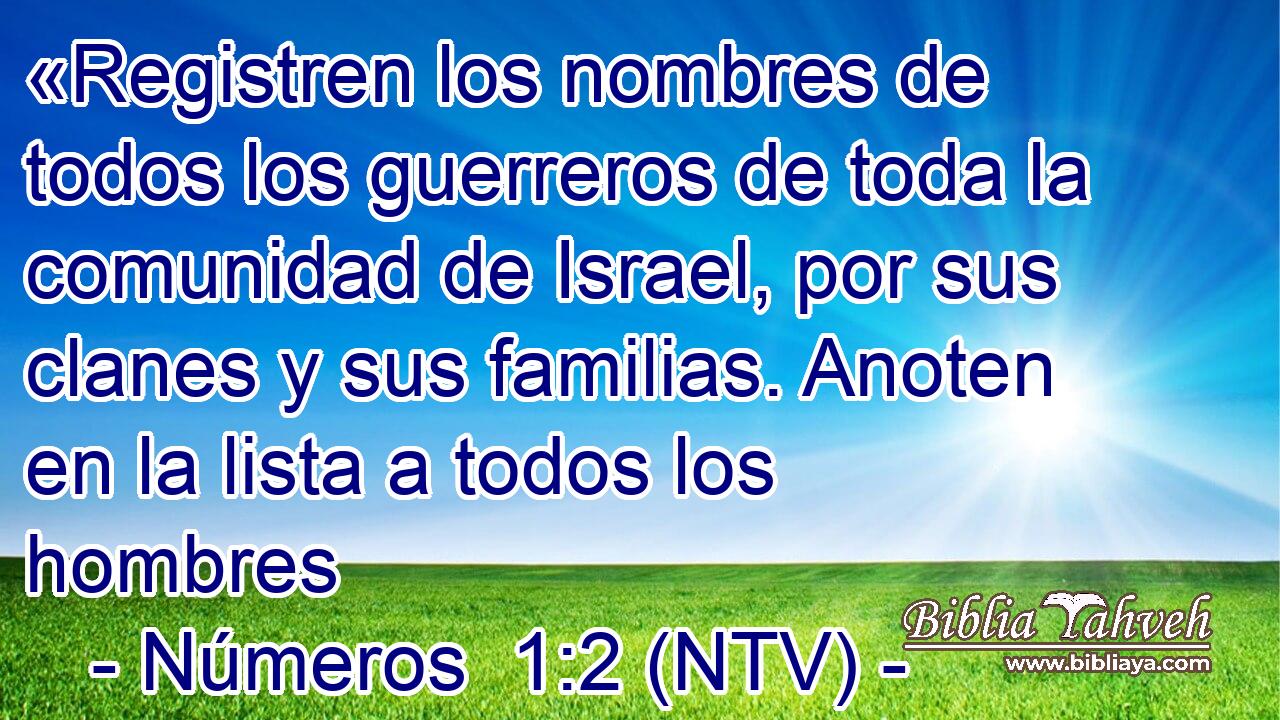 «Registren los nombres de todos los guerreros de toda la comunidad de Israel, por sus clanes y sus familias. Anoten en la lista a todos los hombres