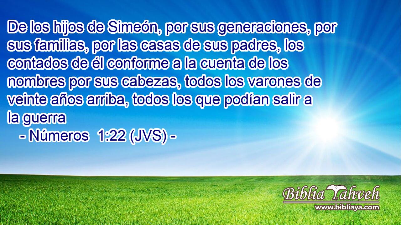 De los hijos de Simeón, por sus generaciones, por sus familias, por las casas de sus padres, los contados de él conforme a la cuenta de los nombres por sus cabezas, todos los varones de veinte años arriba, todos los que podían salir a la guerra