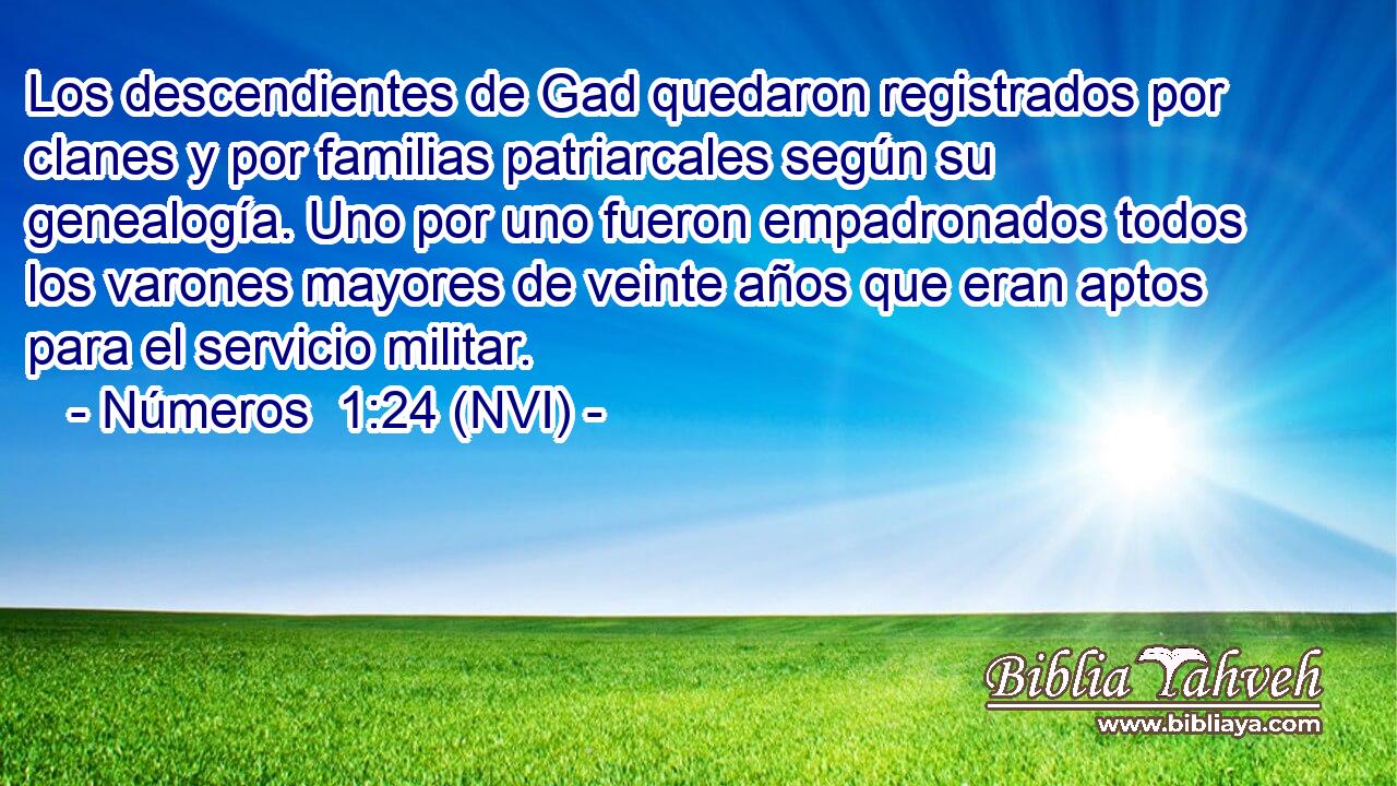 Los descendientes de Gad quedaron registrados por clanes y por familias patriarcales según su genealogía. Uno por uno fueron empadronados todos los varones mayores de veinte años que eran aptos para el servicio militar. 