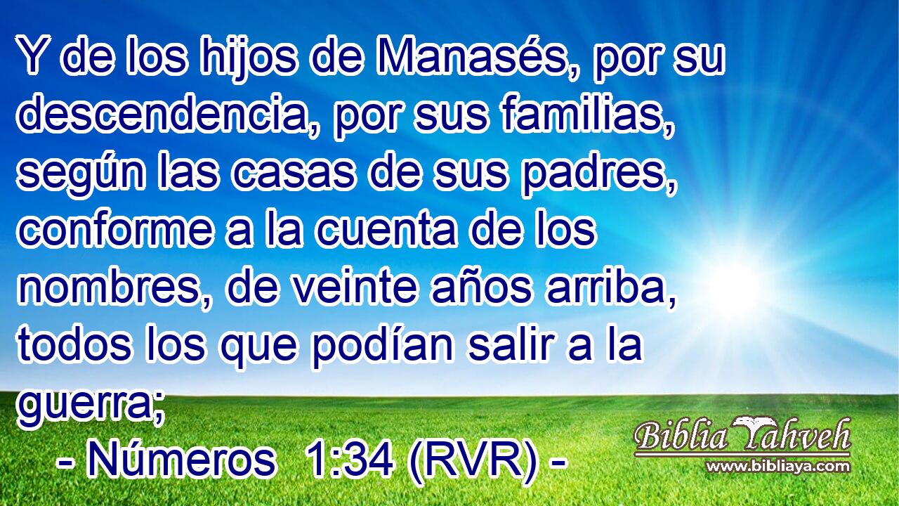 Y de los hijos de Manasés, por su descendencia, por sus familias, según las casas de sus padres, conforme a la cuenta de los nombres, de veinte años arriba, todos los que podían salir a la guerra;