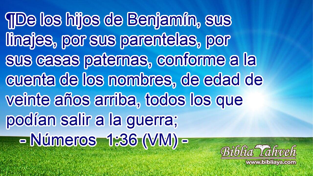  ¶De los hijos de Benjamín, sus linajes, por sus parentelas, por sus casas paternas, conforme a la cuenta de los nombres, de edad de veinte años arriba, todos los que podían salir a la guerra; 