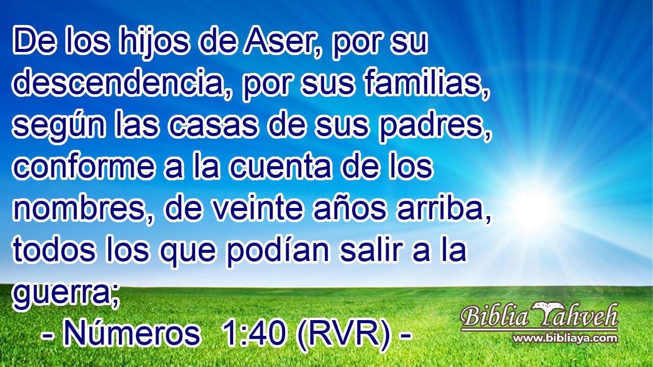 De los hijos de Aser, por su descendencia, por sus familias, según las casas de sus padres, conforme a la cuenta de los nombres, de veinte años arriba, todos los que podían salir a la guerra;