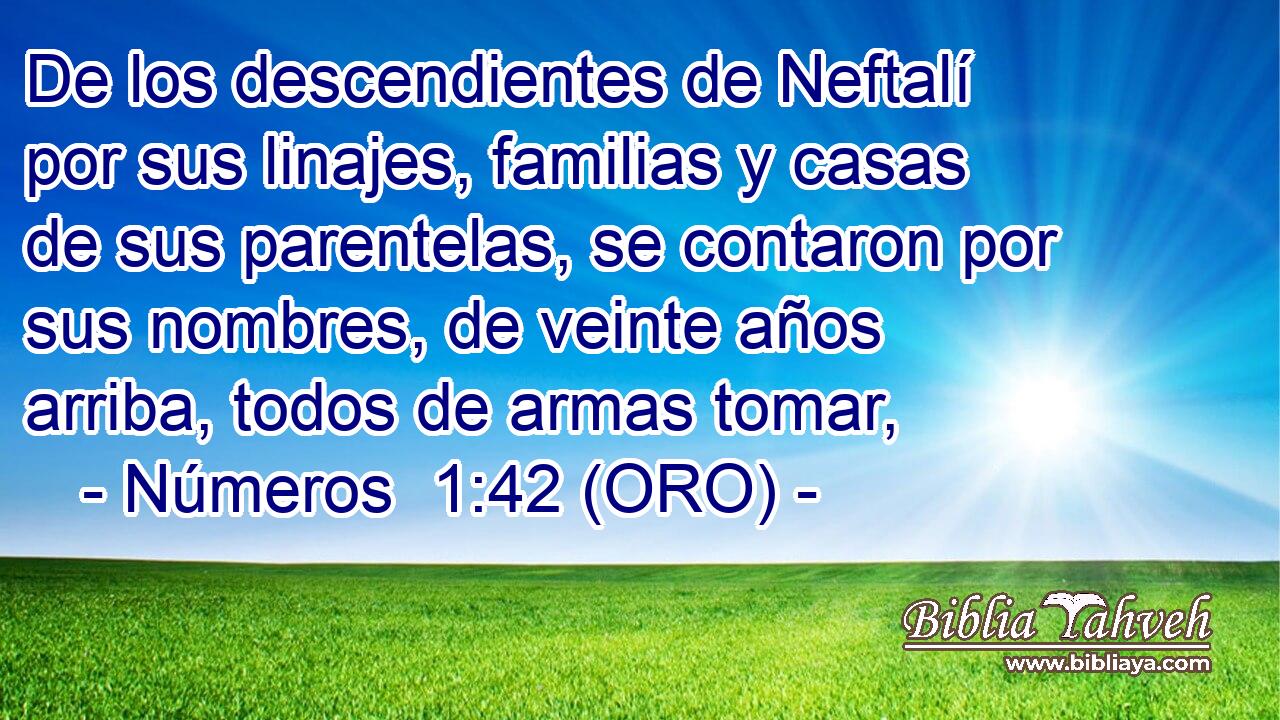  De los descendientes de Neftalí por sus linajes, familias y casas de sus parentelas, se contaron por sus nombres, de veinte años arriba, todos de armas tomar, 