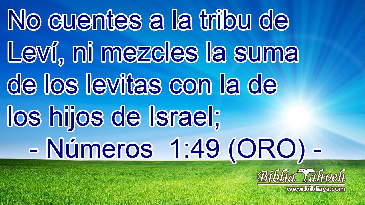  No cuentes a la tribu de Leví, ni mezcles la suma de los levitas con la de los hijos de Israel; 