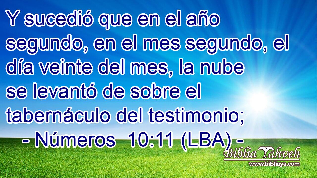 Y sucedió que en el año segundo, en el mes segundo, el día veinte del mes, la nube se levantó de sobre el tabernáculo del testimonio;
