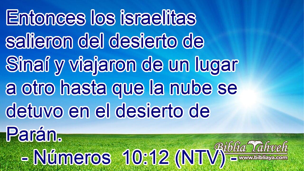 Entonces los israelitas salieron del desierto de Sinaí y viajaron de un lugar a otro hasta que la nube se detuvo en el desierto de Parán.