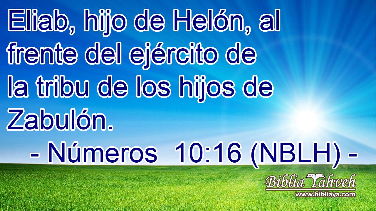  Eliab, hijo de Helón, al frente del ejército de la tribu de los hijos de Zabulón. 