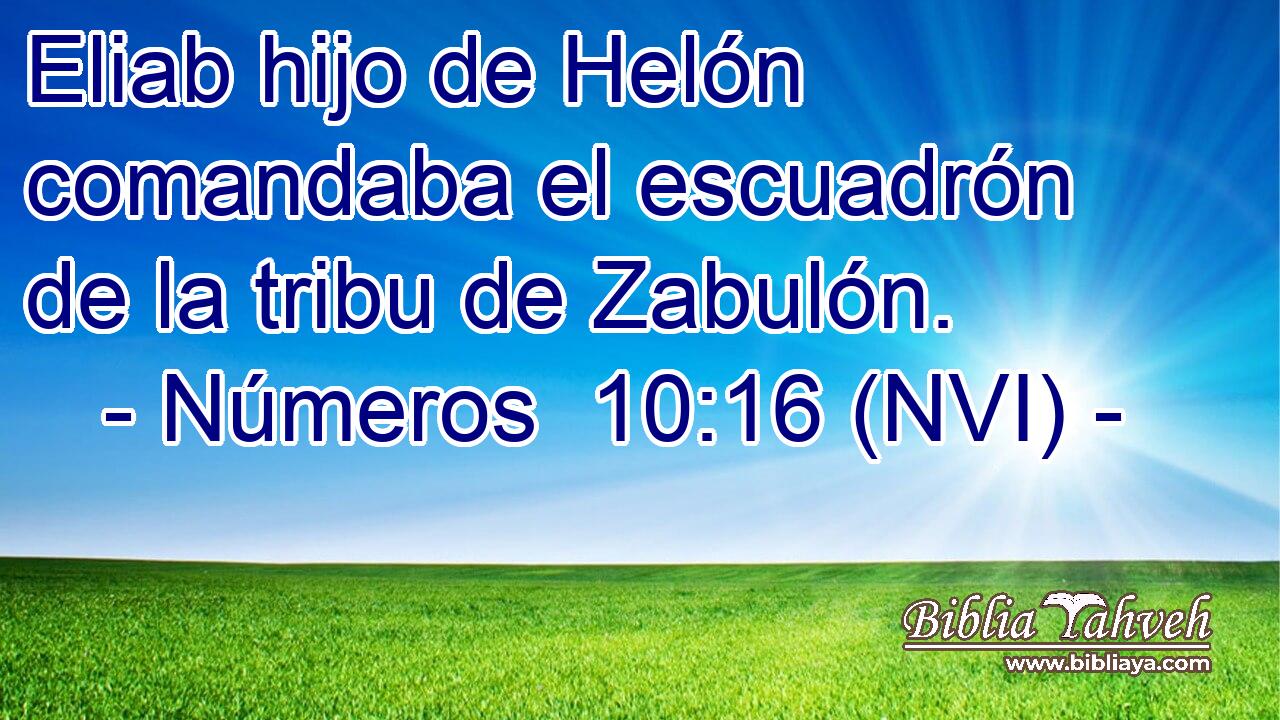  Eliab hijo de Helón comandaba el escuadrón de la tribu de Zabulón. 