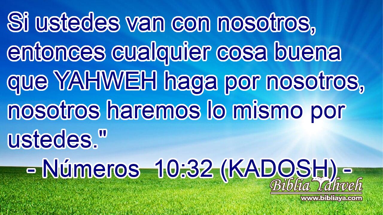  Si ustedes van con nosotros, entonces cualquier cosa buena que YAHWEH haga por nosotros, nosotros haremos lo mismo por ustedes.