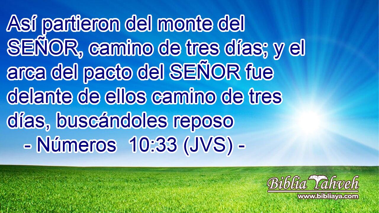 Así partieron del monte del SEÑOR, camino de tres días; y el arca del pacto del SEÑOR fue delante de ellos camino de tres días, buscándoles reposo