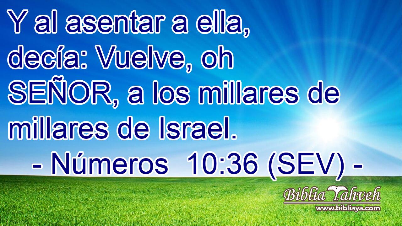 Y al asentar a ella, decía: Vuelve, oh SEÑOR, a los millares de millares de Israel.