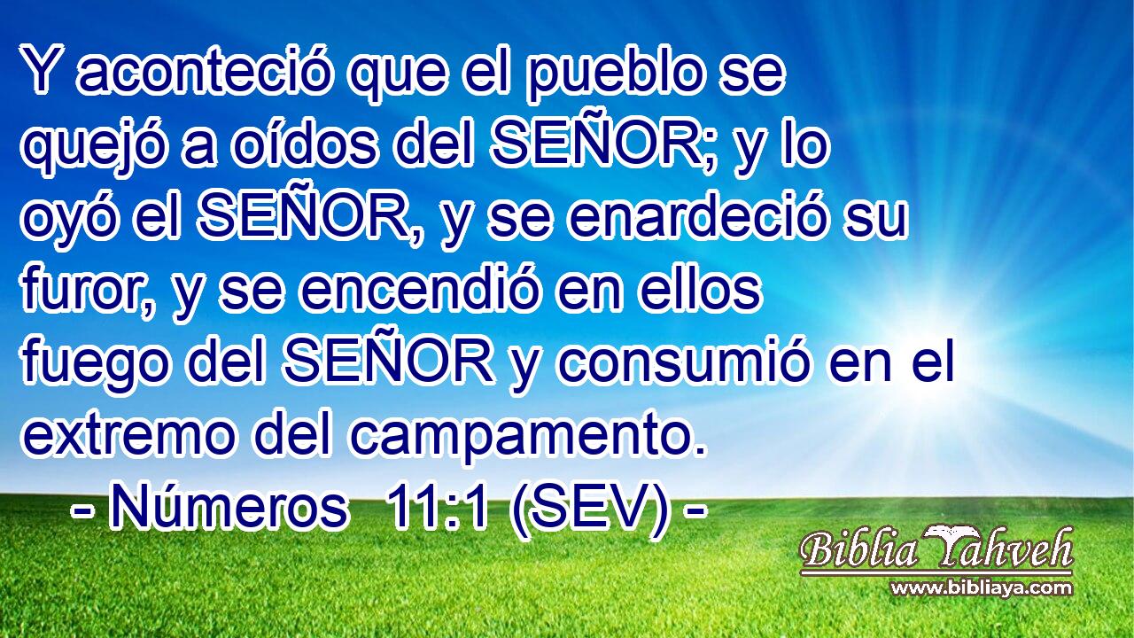 Y aconteció que el pueblo se quejó a oídos del SEÑOR; y lo oyó el SEÑOR, y se enardeció su furor, y se encendió en ellos fuego del SEÑOR y consumió en el extremo del campamento.