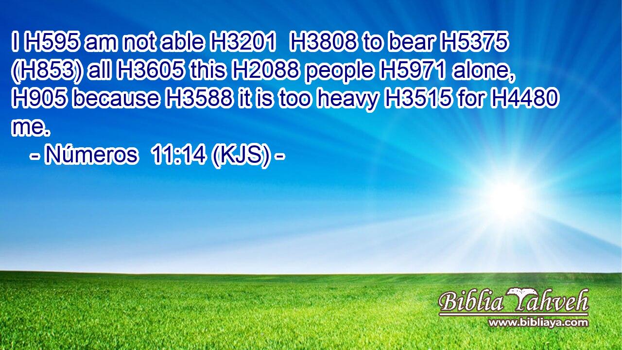 I H595 am not able H3201  H3808 to bear H5375 (H853) all H3605 this H2088 people H5971 alone, H905 because H3588 it is too heavy H3515 for H4480 me.