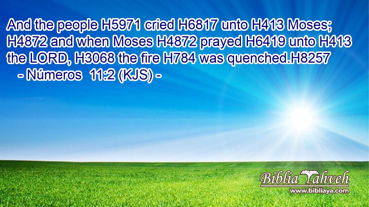 And the people H5971 cried H6817 unto H413 Moses; H4872 and when Moses H4872 prayed H6419 unto H413 the LORD, H3068 the fire H784 was quenched.H8257