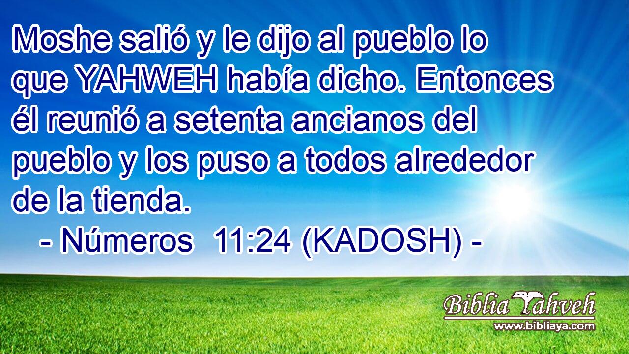  Moshe salió y le dijo al pueblo lo que YAHWEH había dicho. Entonces él reunió a setenta ancianos del pueblo y los puso a todos alrededor de la tienda. 