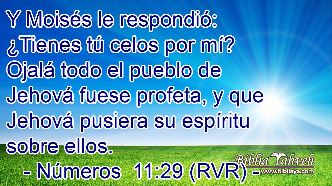 Y Moisés le respondió: ¿Tienes tú celos por mí? Ojalá todo el pueblo de Jehová fuese profeta, y que Jehová pusiera su espíritu sobre ellos.