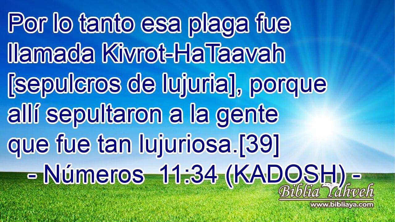  Por lo tanto esa plaga fue llamada Kivrot-HaTaavah [sepulcros de lujuria], porque allí sepultaron a la gente que fue tan lujuriosa.[39] 