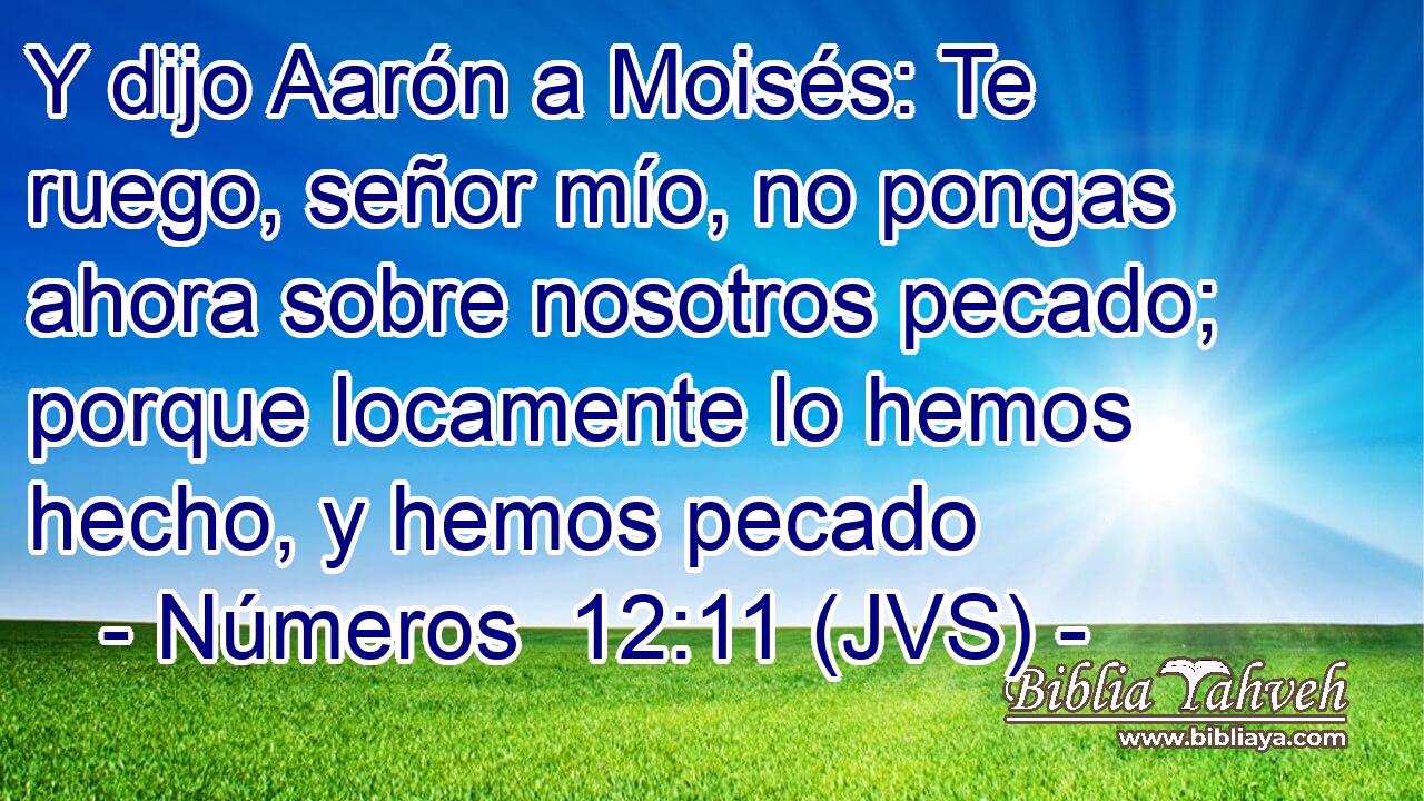 Y dijo Aarón a Moisés: Te ruego, señor mío, no pongas ahora sobre nosotros pecado; porque locamente lo hemos hecho, y hemos pecado