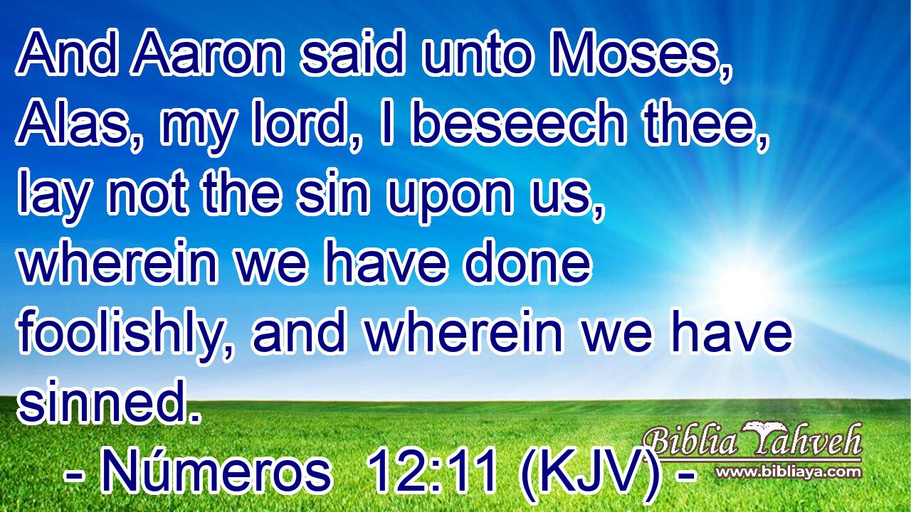 And Aaron said unto Moses, Alas, my lord, I beseech thee, lay not the sin upon us, wherein we have done foolishly, and wherein we have sinned.