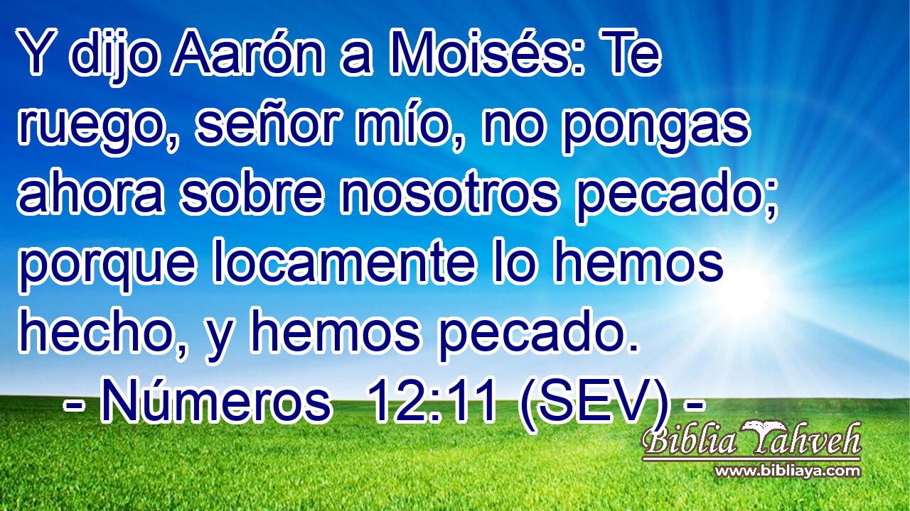 Y dijo Aarón a Moisés: Te ruego, señor mío, no pongas ahora sobre nosotros pecado; porque locamente lo hemos hecho, y hemos pecado.
