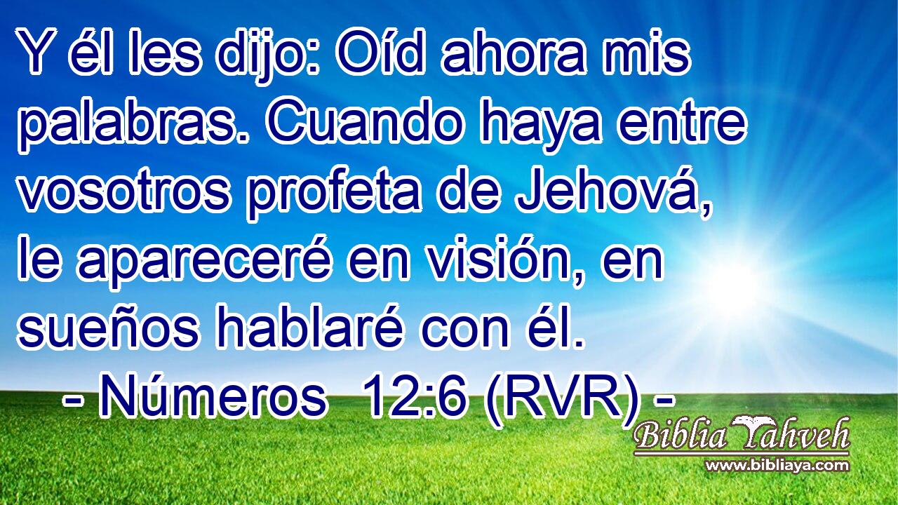 Y él les dijo: Oíd ahora mis palabras. Cuando haya entre vosotros profeta de Jehová, le apareceré en visión, en sueños hablaré con él.
