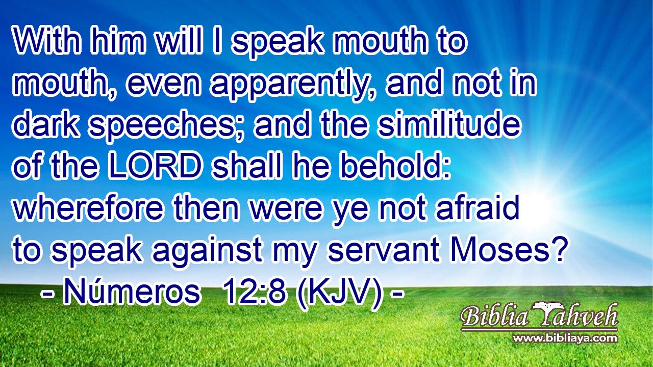 With him will I speak mouth to mouth, even apparently, and not in dark speeches; and the similitude of the LORD shall he behold: wherefore then were ye not afraid to speak against my servant Moses?
