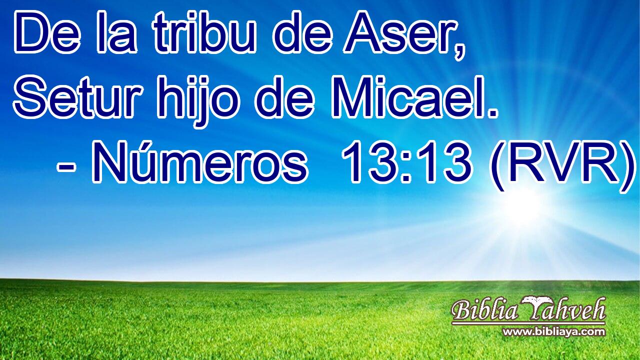 De la tribu de Aser, Setur hijo de Micael.