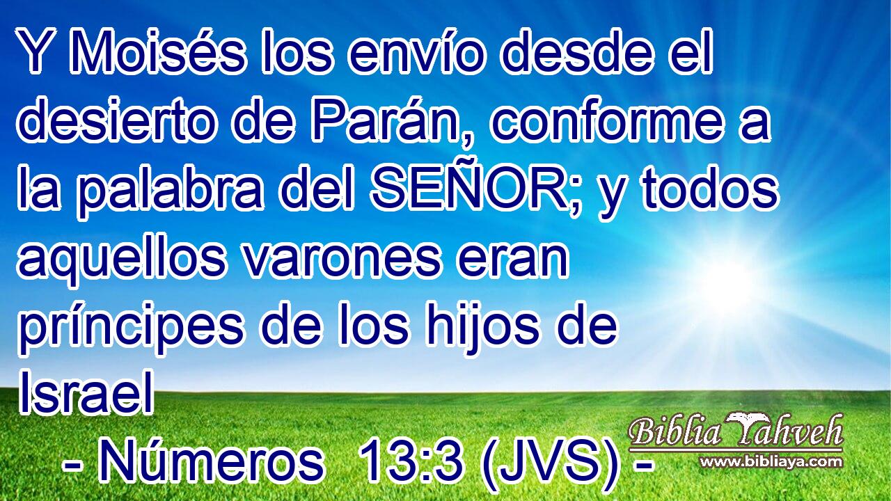 Y Moisés los envío desde el desierto de Parán, conforme a la palabra del SEÑOR; y todos aquellos varones eran príncipes de los hijos de Israel
