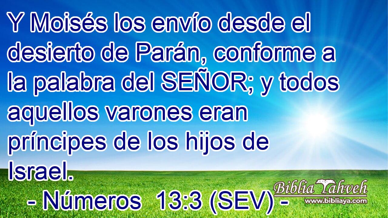 Y Moisés los envío desde el desierto de Parán, conforme a la palabra del SEÑOR; y todos aquellos varones eran príncipes de los hijos de Israel.