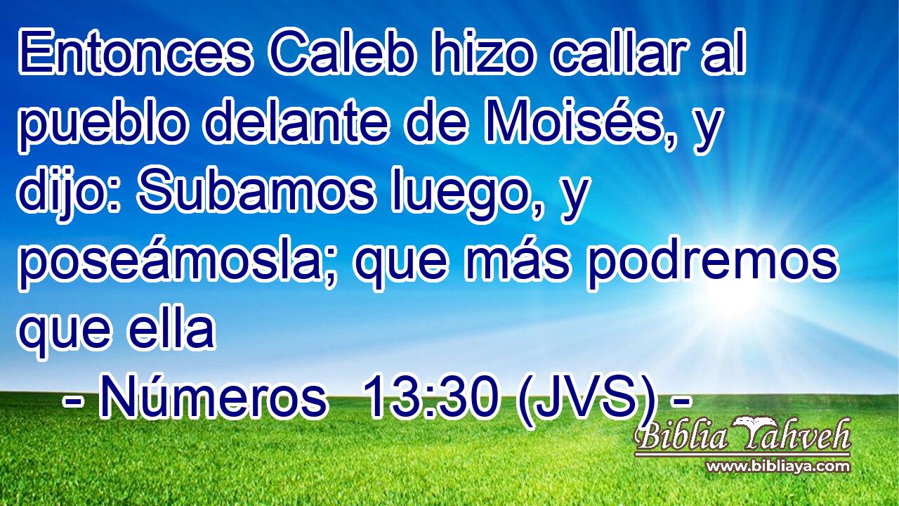 Entonces Caleb hizo callar al pueblo delante de Moisés, y dijo: Subamos luego, y poseámosla; que más podremos que ella