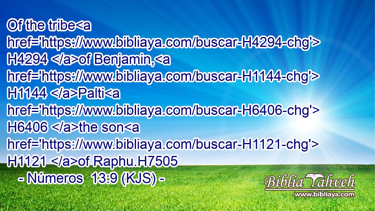 Of the tribe H4294 of Benjamin, H1144 Palti H6406 the son H1121 of Raphu.H7505