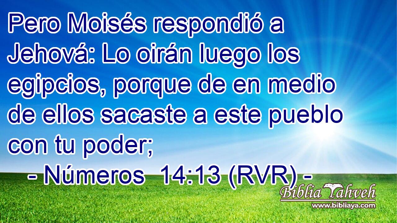 Pero Moisés respondió a Jehová: Lo oirán luego los egipcios, porque de en medio de ellos sacaste a este pueblo con tu poder;