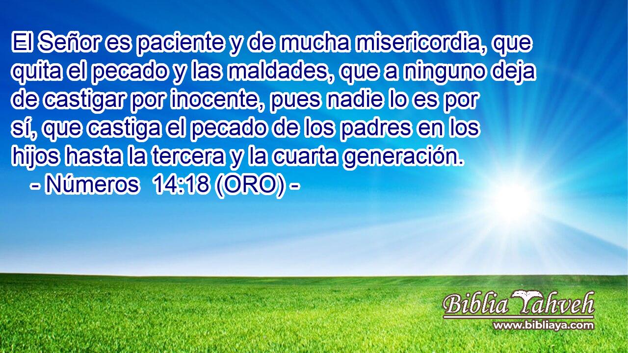  El Señor es paciente y de mucha misericordia, que quita el pecado y las maldades, que a ninguno deja de castigar por inocente, pues nadie lo es por sí, que castiga el pecado de los padres en los hijos hasta la tercera y la cuarta generación. 