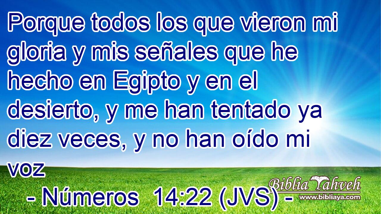 Porque todos los que vieron mi gloria y mis señales que he hecho en Egipto y en el desierto, y me han tentado ya diez veces, y no han oído mi voz