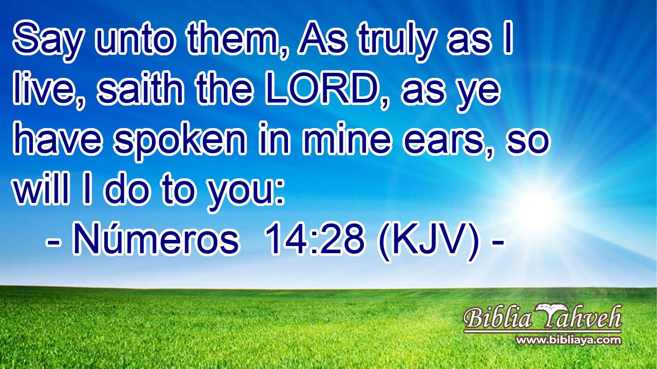 Say unto them, As truly as I live, saith the LORD, as ye have spoken in mine ears, so will I do to you: