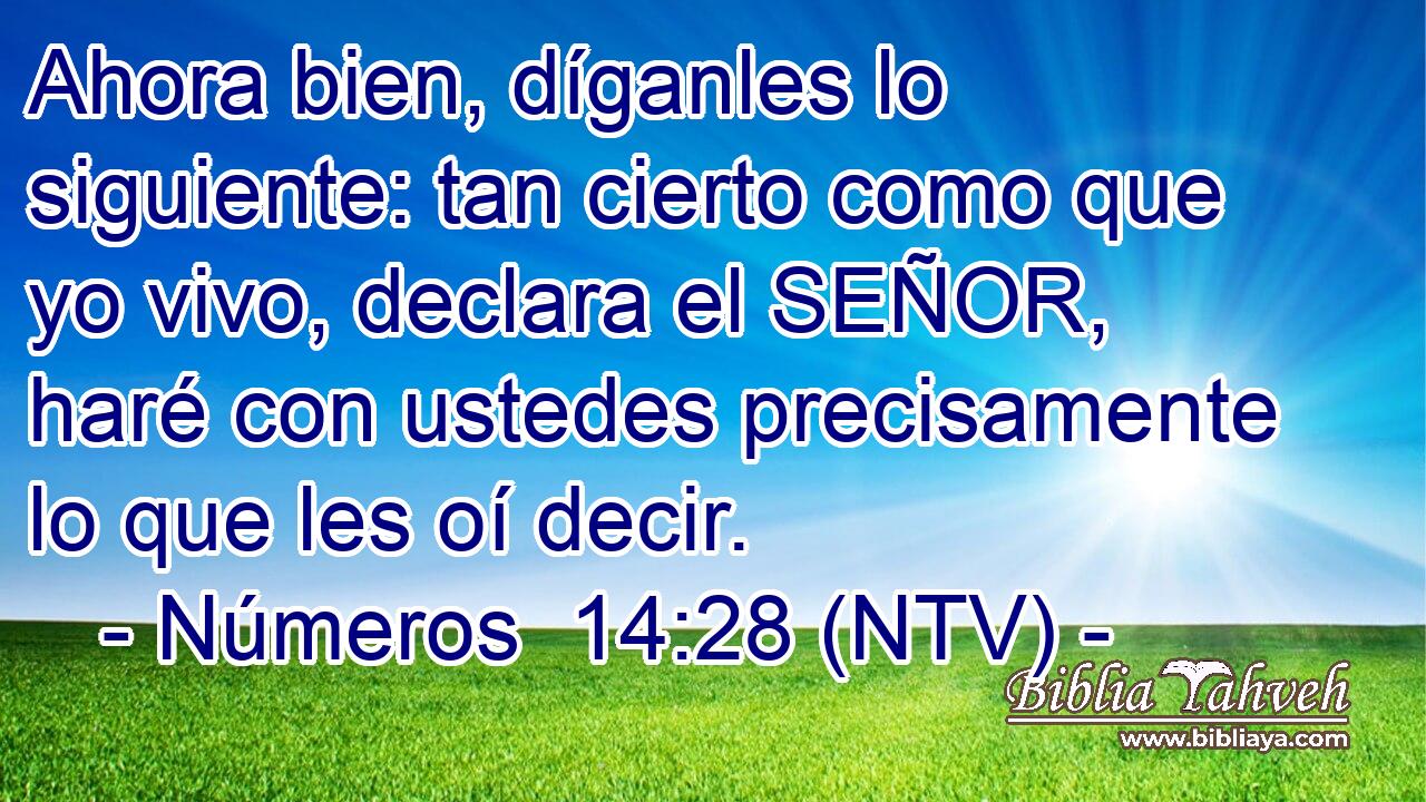 Ahora bien, díganles lo siguiente: tan cierto como que yo vivo, declara el SEÑOR, haré con ustedes precisamente lo que les oí decir.
