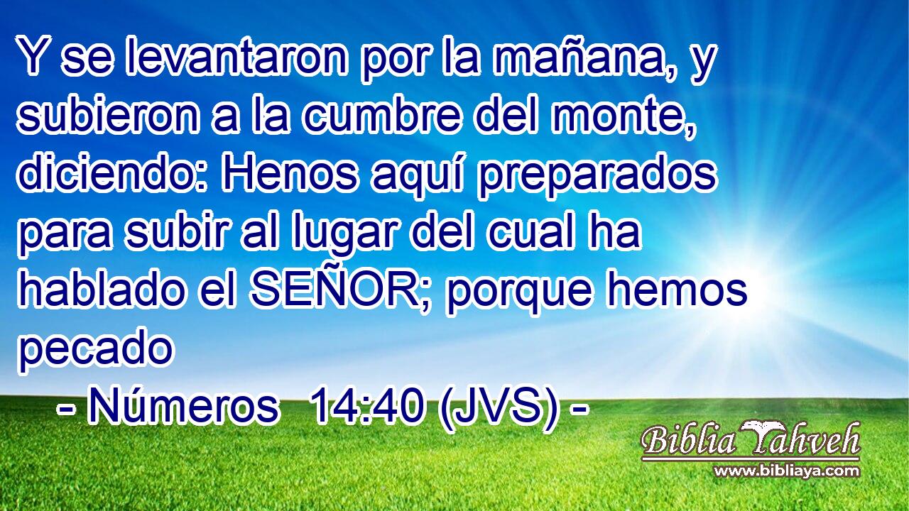 Y se levantaron por la mañana, y subieron a la cumbre del monte, diciendo: Henos aquí preparados para subir al lugar del cual ha hablado el SEÑOR; porque hemos pecado