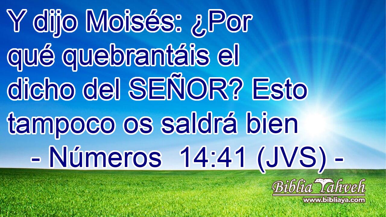 Y dijo Moisés: ¿Por qué quebrantáis el dicho del SEÑOR? Esto tampoco os saldrá bien