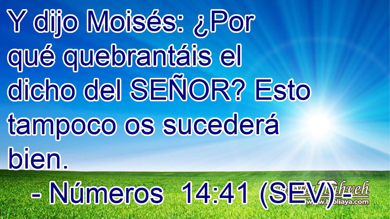 Y dijo Moisés: ¿Por qué quebrantáis el dicho del SEÑOR? Esto tampoco os sucederá bien.