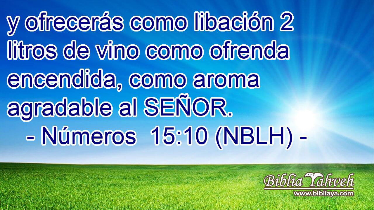  y ofrecerás como libación 2 litros de vino como ofrenda encendida, como aroma agradable al SEÑOR. 