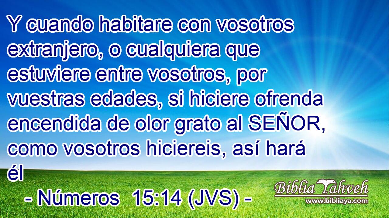 Y cuando habitare con vosotros extranjero, o cualquiera que estuviere entre vosotros, por vuestras edades, si hiciere ofrenda encendida de olor grato al SEÑOR, como vosotros hiciereis, así hará él
